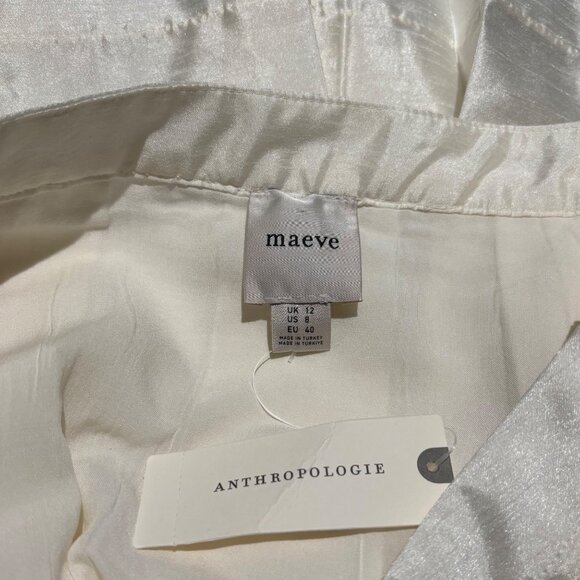 Maeve Anthropologie Pleated Taffeta Mini Skirt Size 8 Ivory - Picture 7 of 8